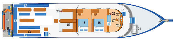 Dolphin Queen Liveaboard Upper Deck Plan