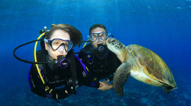 Diving with Aqualung Regulator