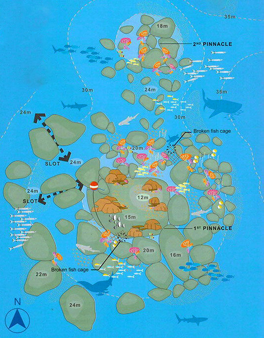 Koh Tachai Pinnacle Dive Site Map