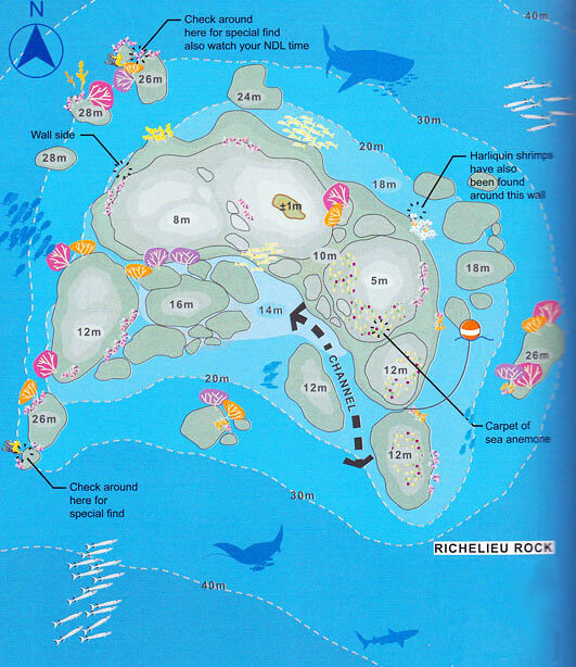 Richelieu Rock - Map of the dive site