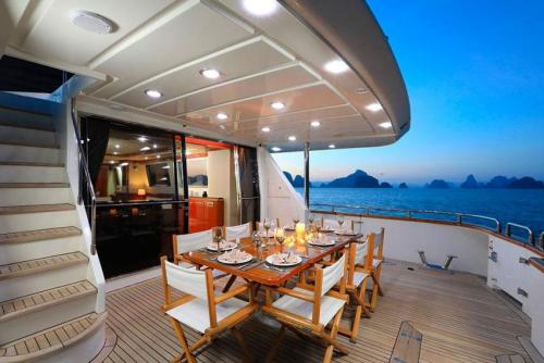 Falcon Superyacht Charter Phuket Dining Aft Deck